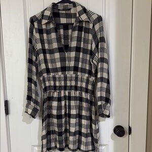 Zara Black and White Plaid Dress